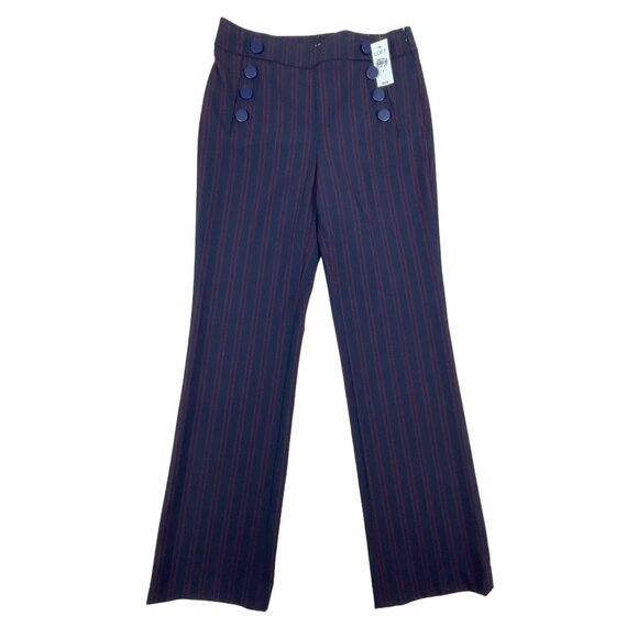 Loft Marisa Trouser Pants Navy & Burgundy  High-Waist Wide-Leg Size 4 - New - Picture 1 of 11